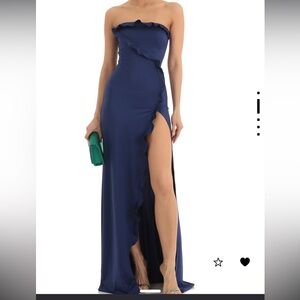 Lucy In the Sky Elegant Navy Blue Strapless Dress